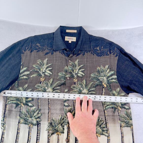 Hawaiian Shirt Campia Moda Button Men L Palm Trees Rayon Short Sleeve Tropical - Picture 7 of 11
